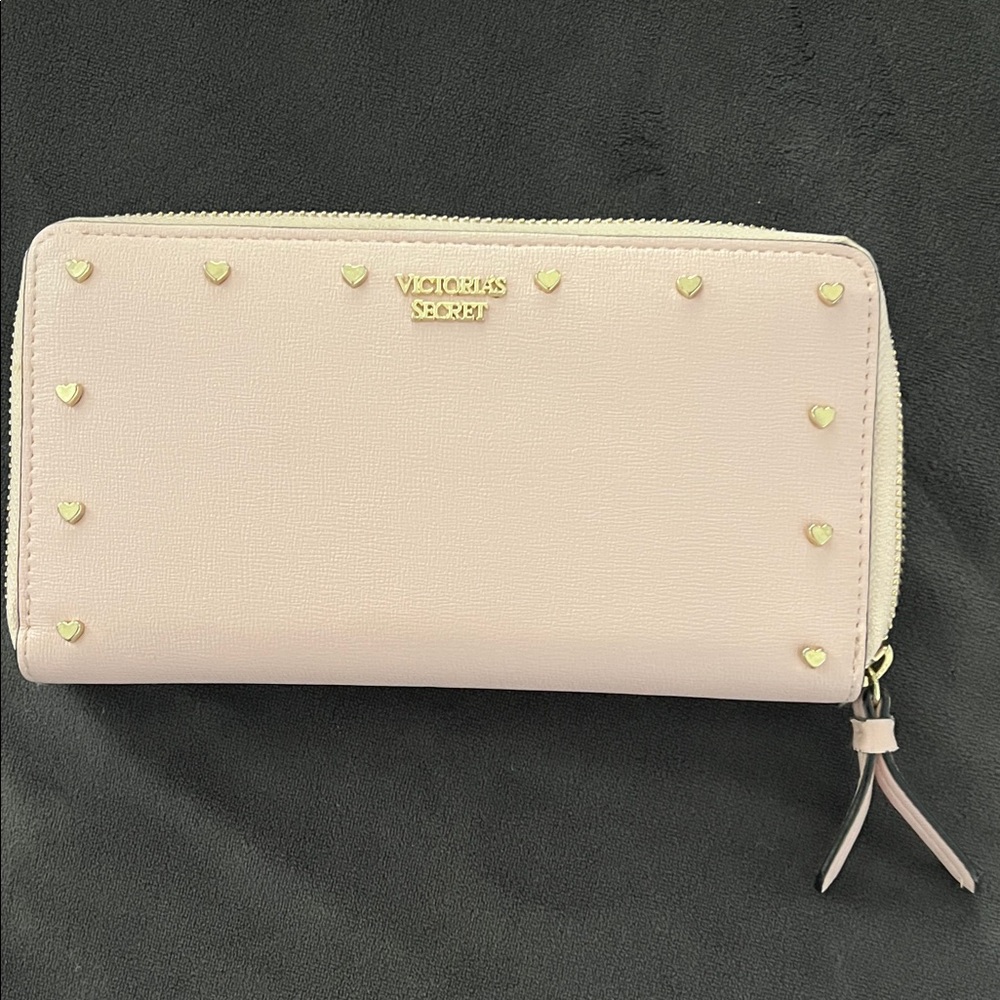 Victoria's Secret Pink Wallet with Gold Heart Accents